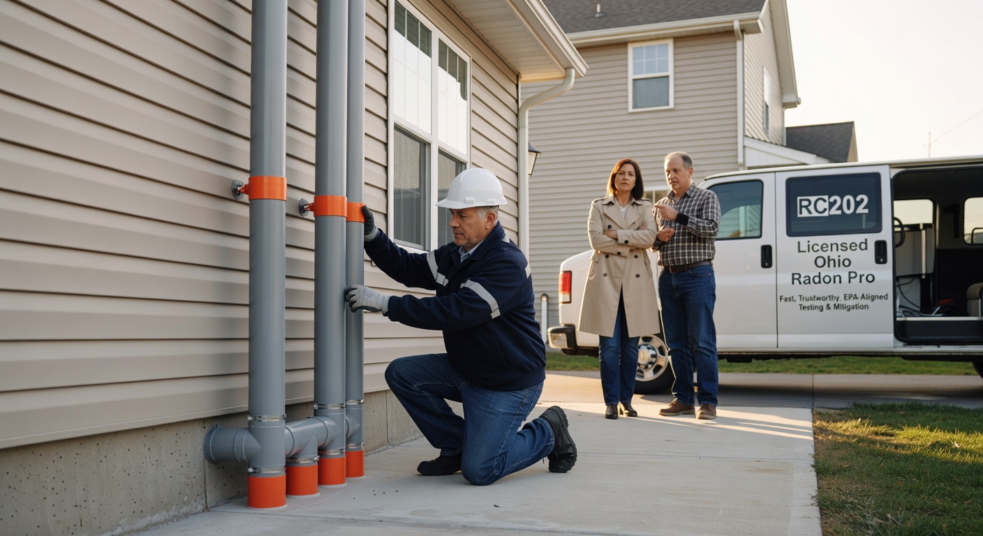 radon mitigation fan PVC pipe exterior residential