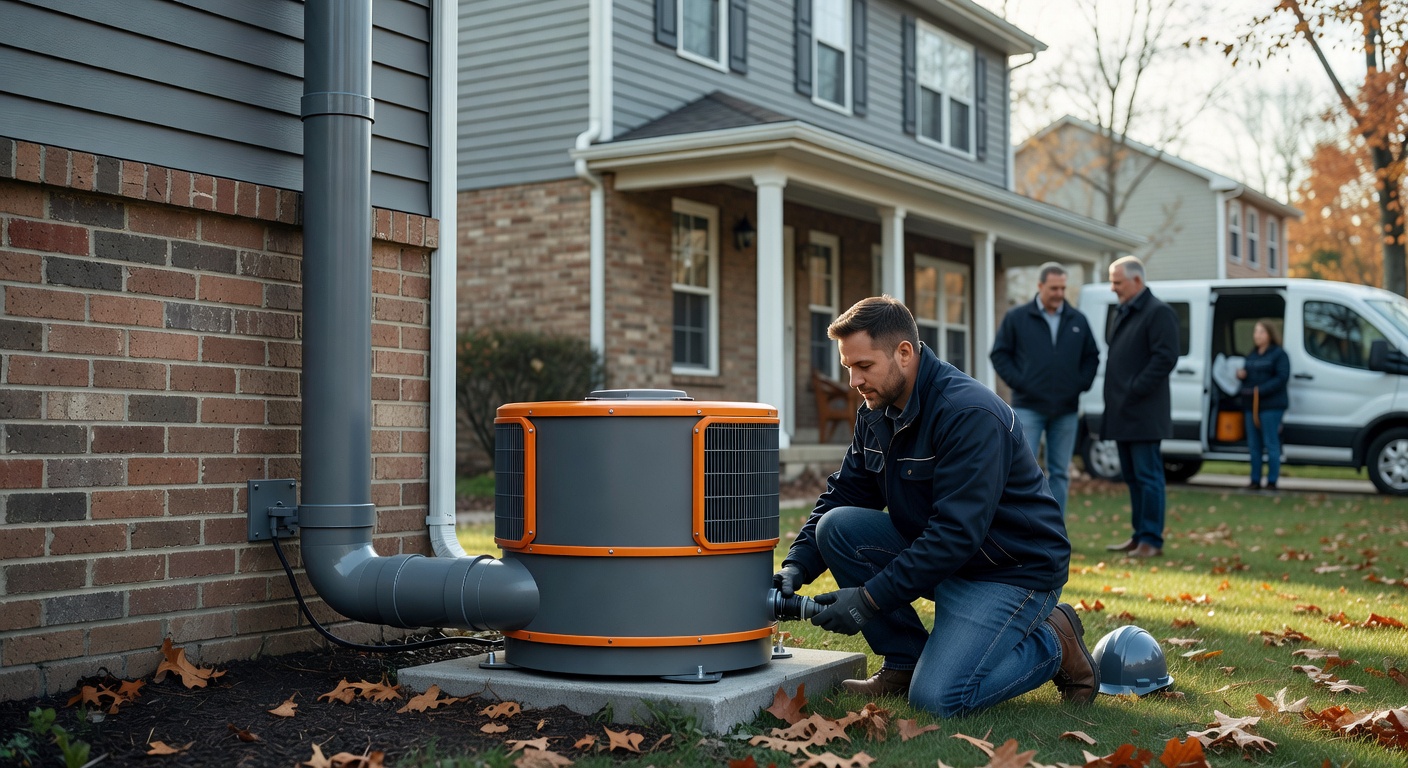 radon mitigation fan exterior pipe residential home