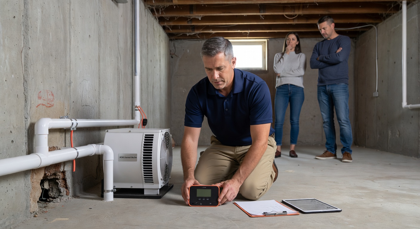 radon testing continuous monitor basement inspection