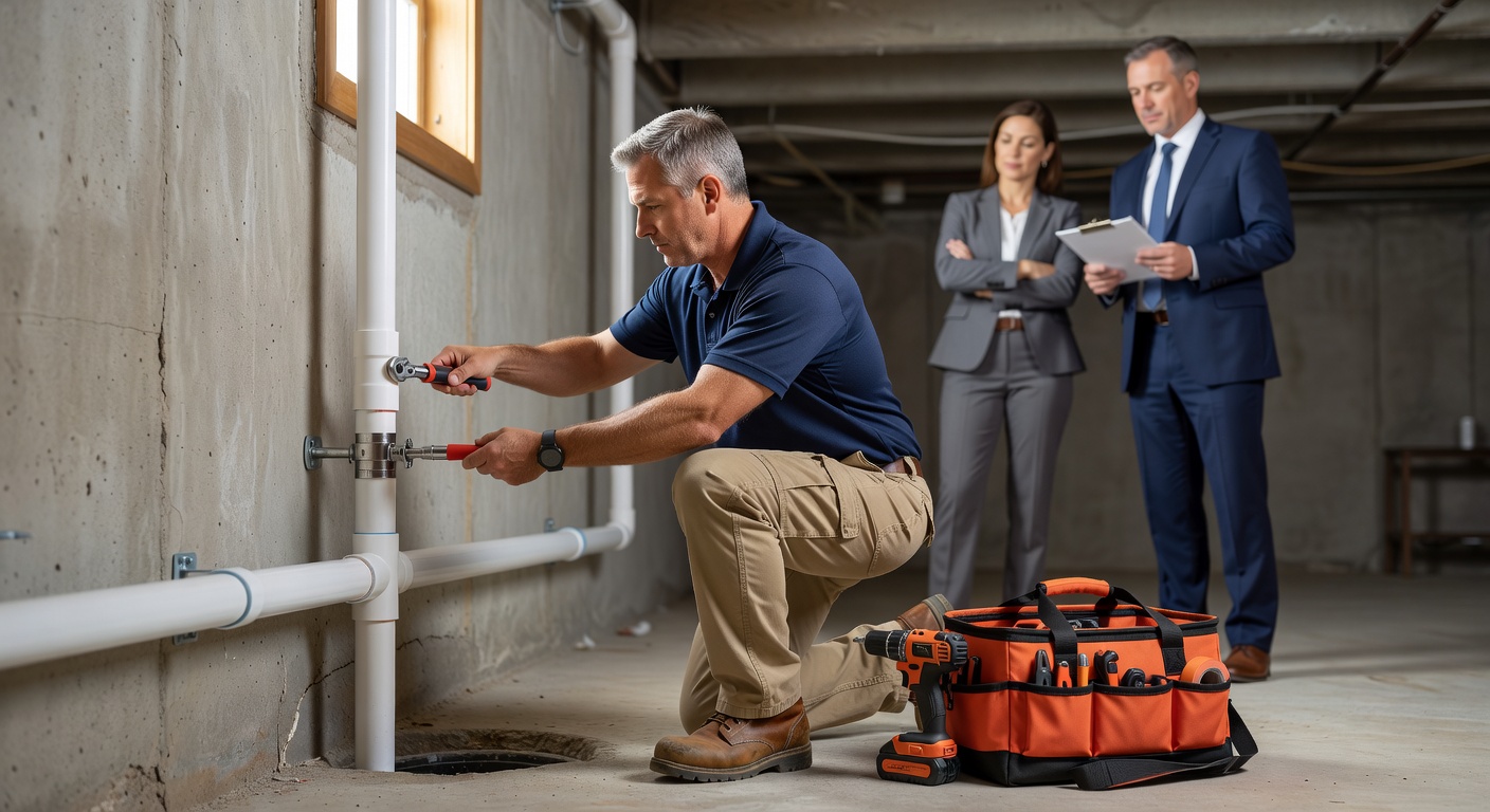 radon mitigation pipe installation basement Gates Mills Ohio