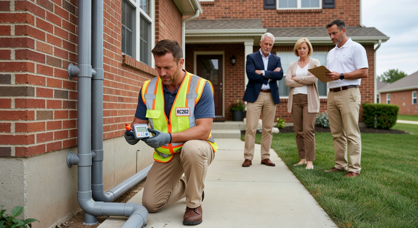 radon mitigation PVC pipe system exterior Ohio house