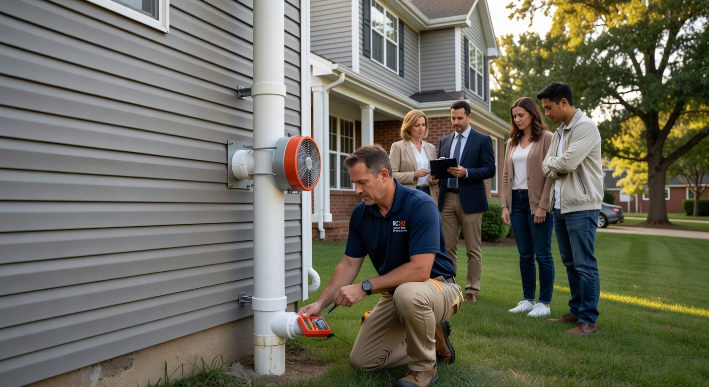 radon fan exhaust pipe exterior home