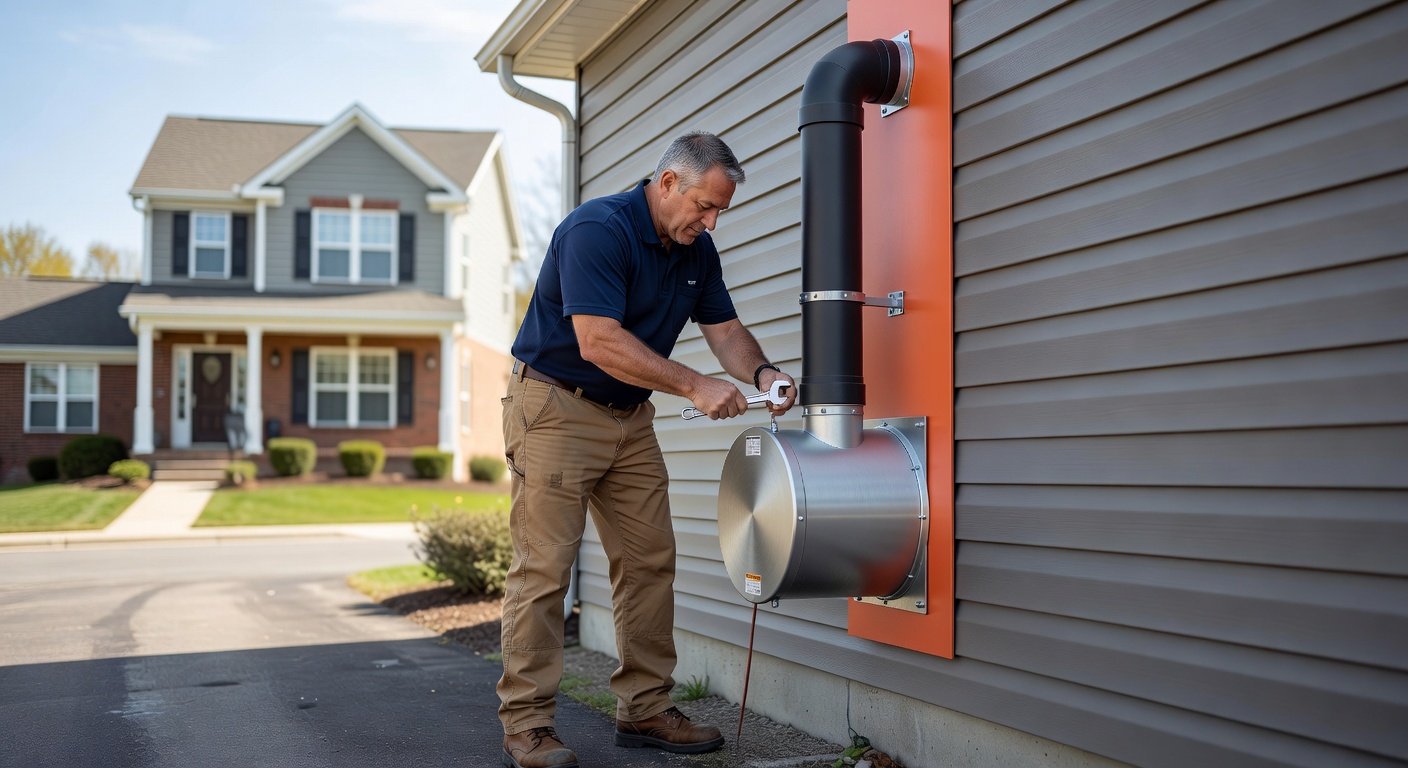 radon fan exterior wall installation residential