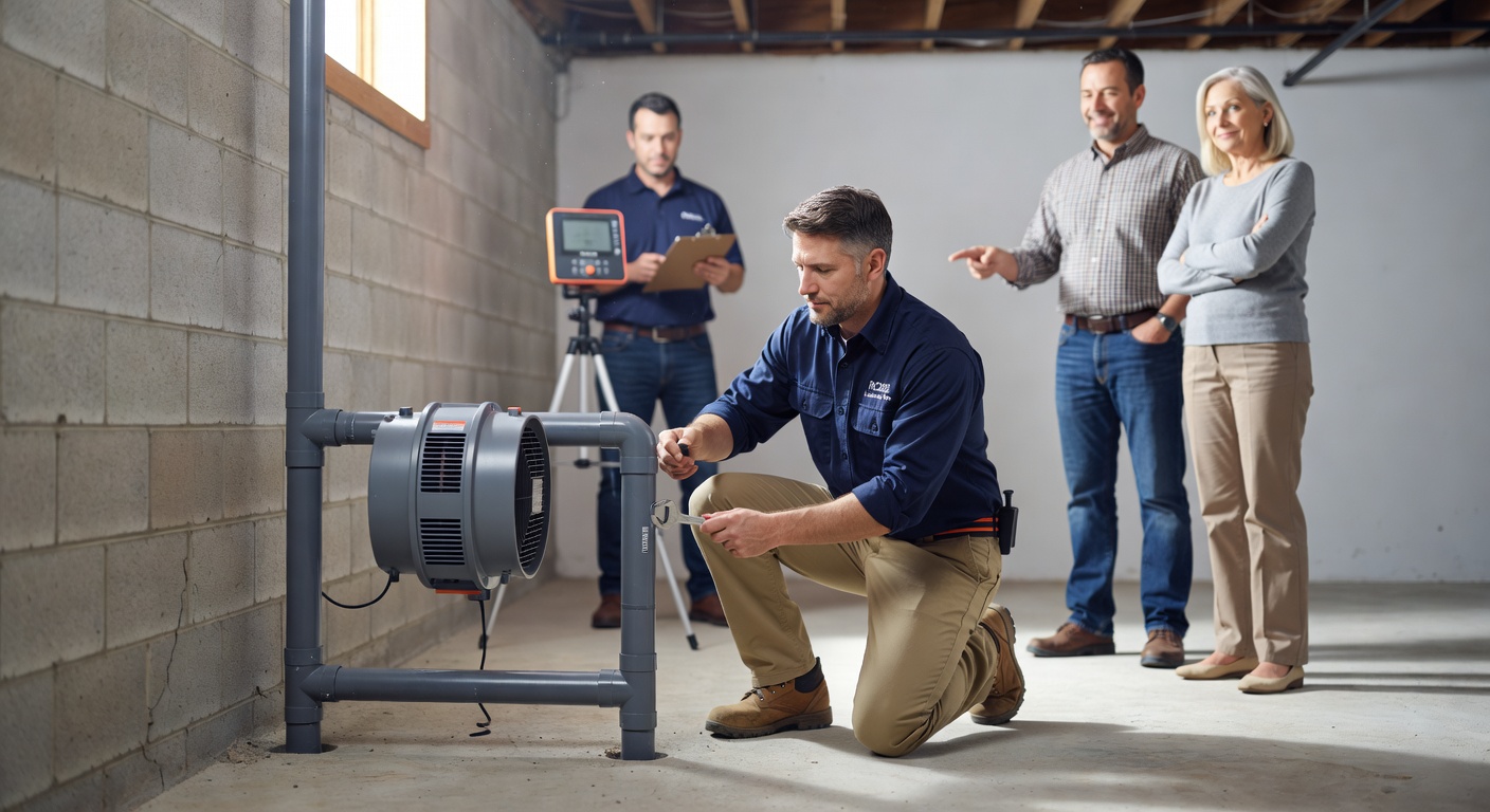 radon mitigation system installation Ohio basement