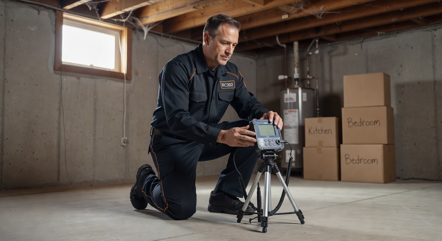 radon mitigation technician testing equipment Ohio home