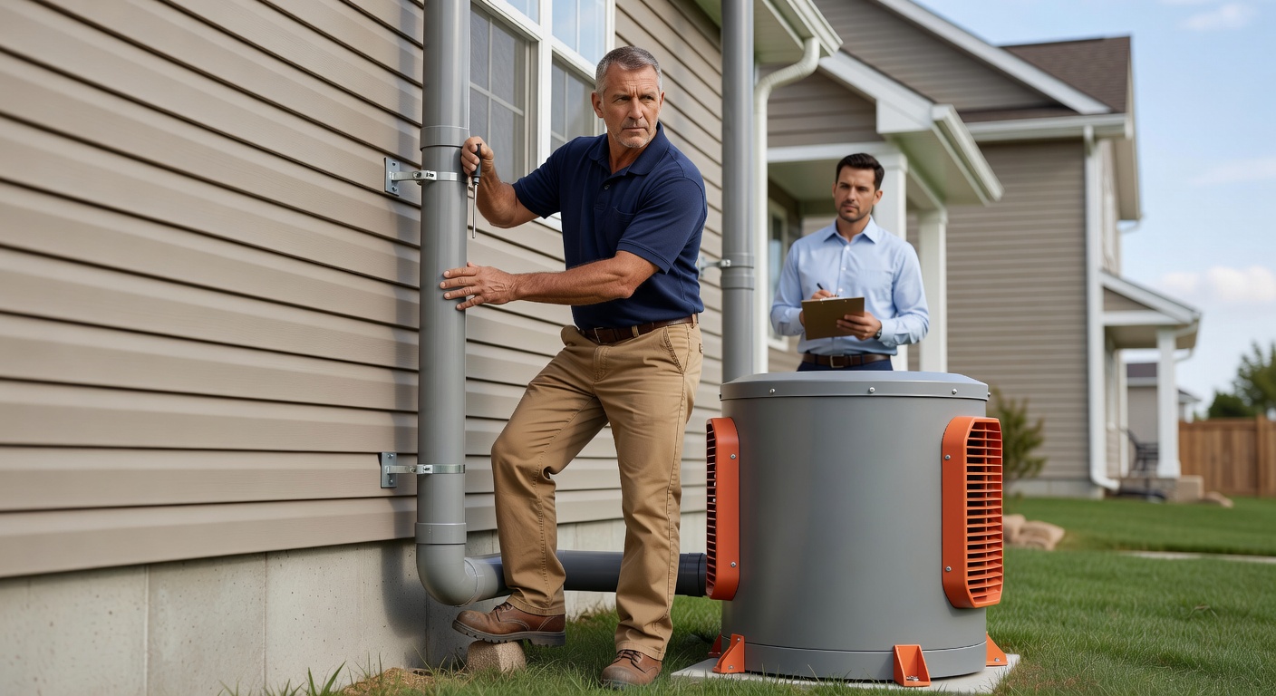 radon mitigation fan PVC pipe exterior installation
