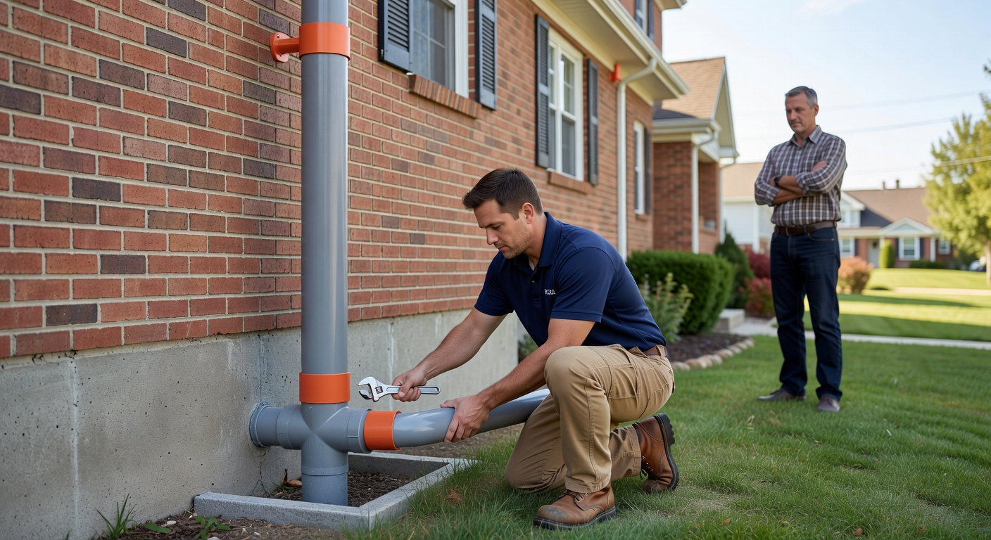 radon mitigation pipe exterior installation Ohio house