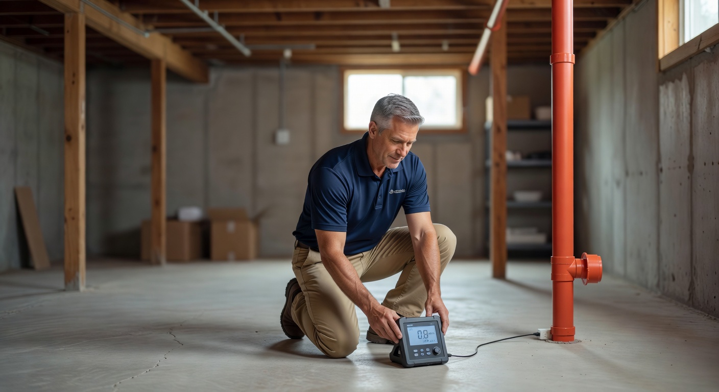 radon testing continuous monitor basement Ohio