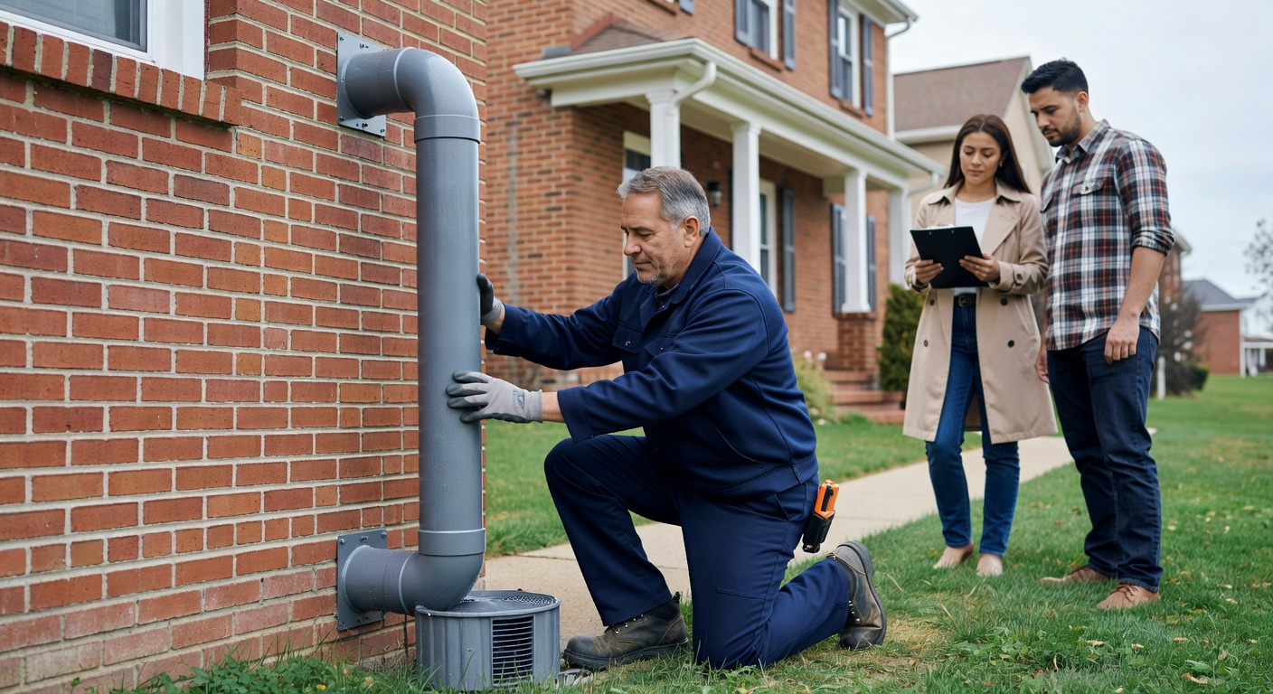 radon mitigation fan exterior pipe Ohio house