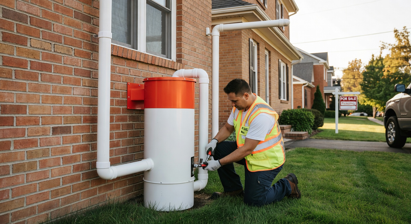 radon mitigation fan PVC pipe exterior installation Ohio home