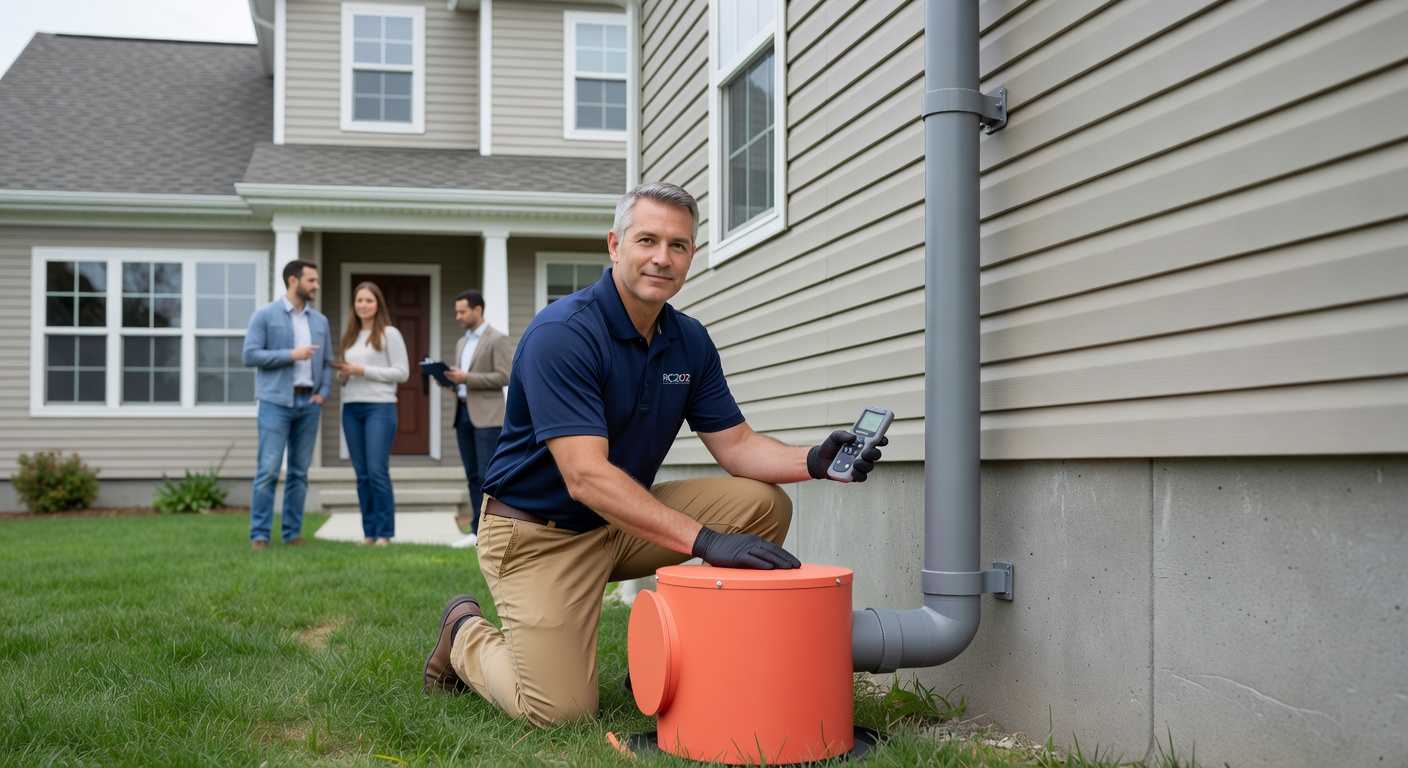 radon mitigation fan PVC pipe exterior home installation