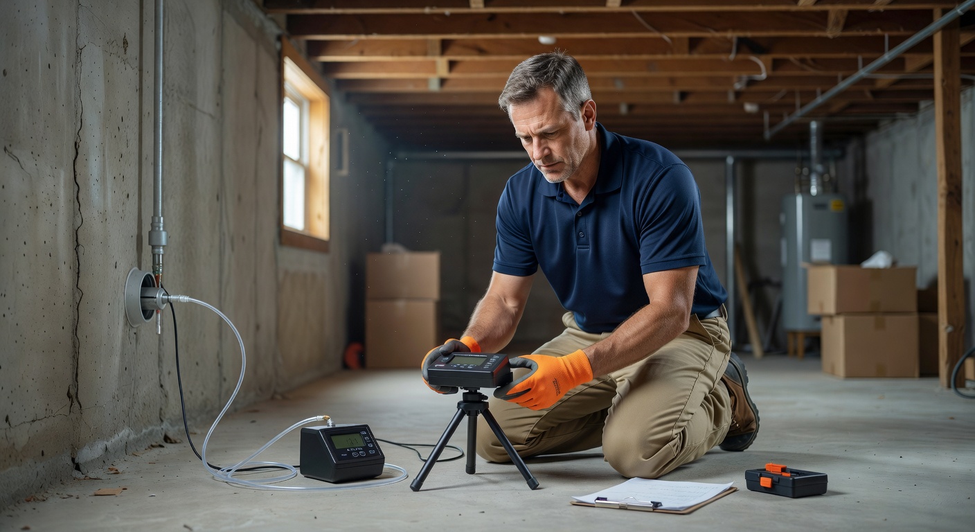 radon technician testing equipment continuous monitor Ohio