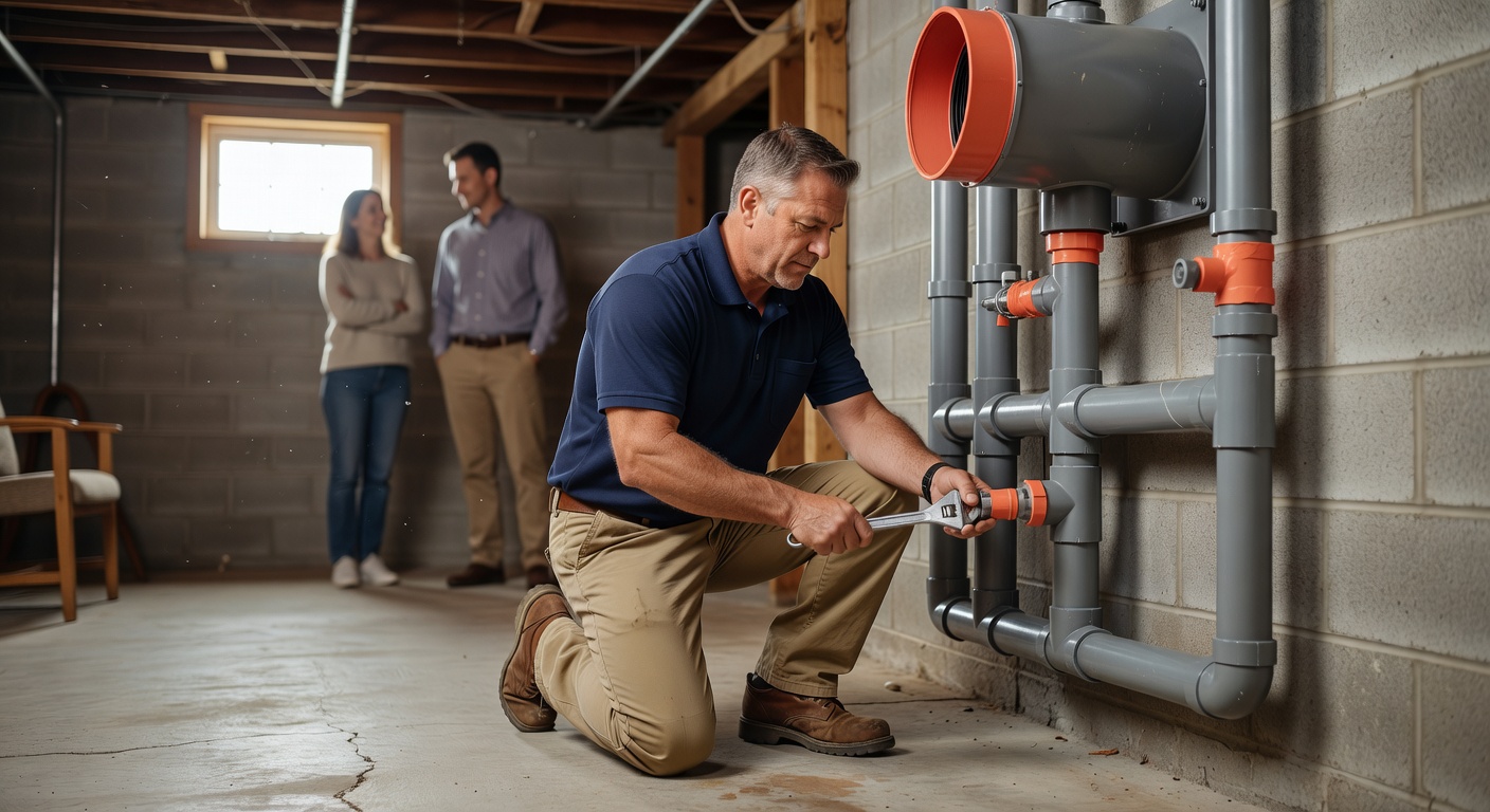 radon mitigation system PVC pipe installation Ohio home