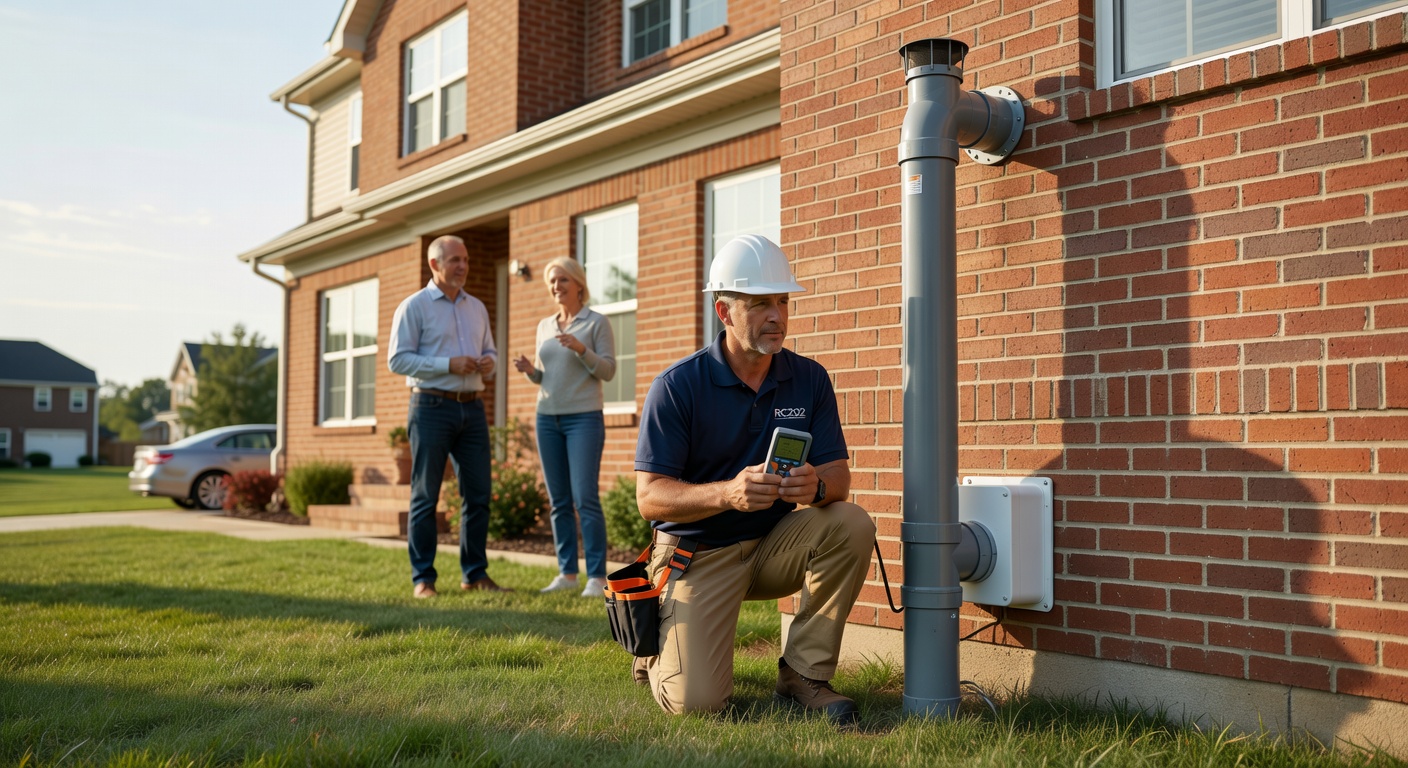 radon mitigation fan pipe exterior installation residential