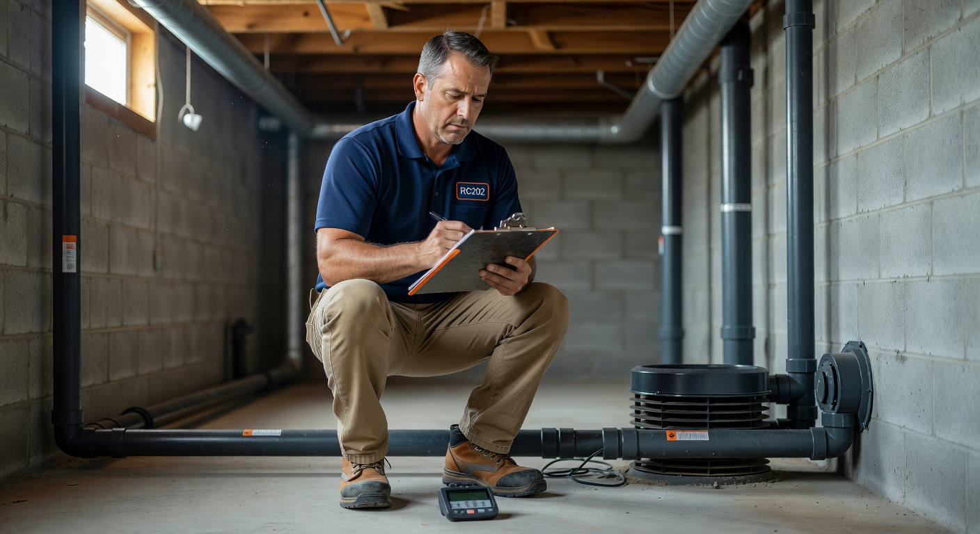 licensed radon mitigation technician inspection clipboard Ohio home