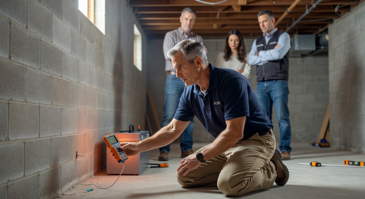 radon technician testing meter Ohio home
