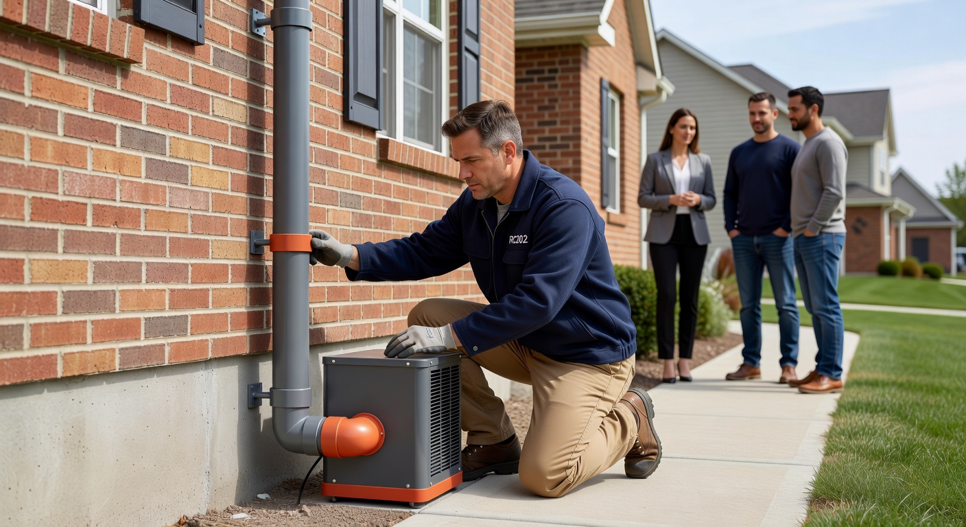 radon mitigation fan PVC pipe exterior house
