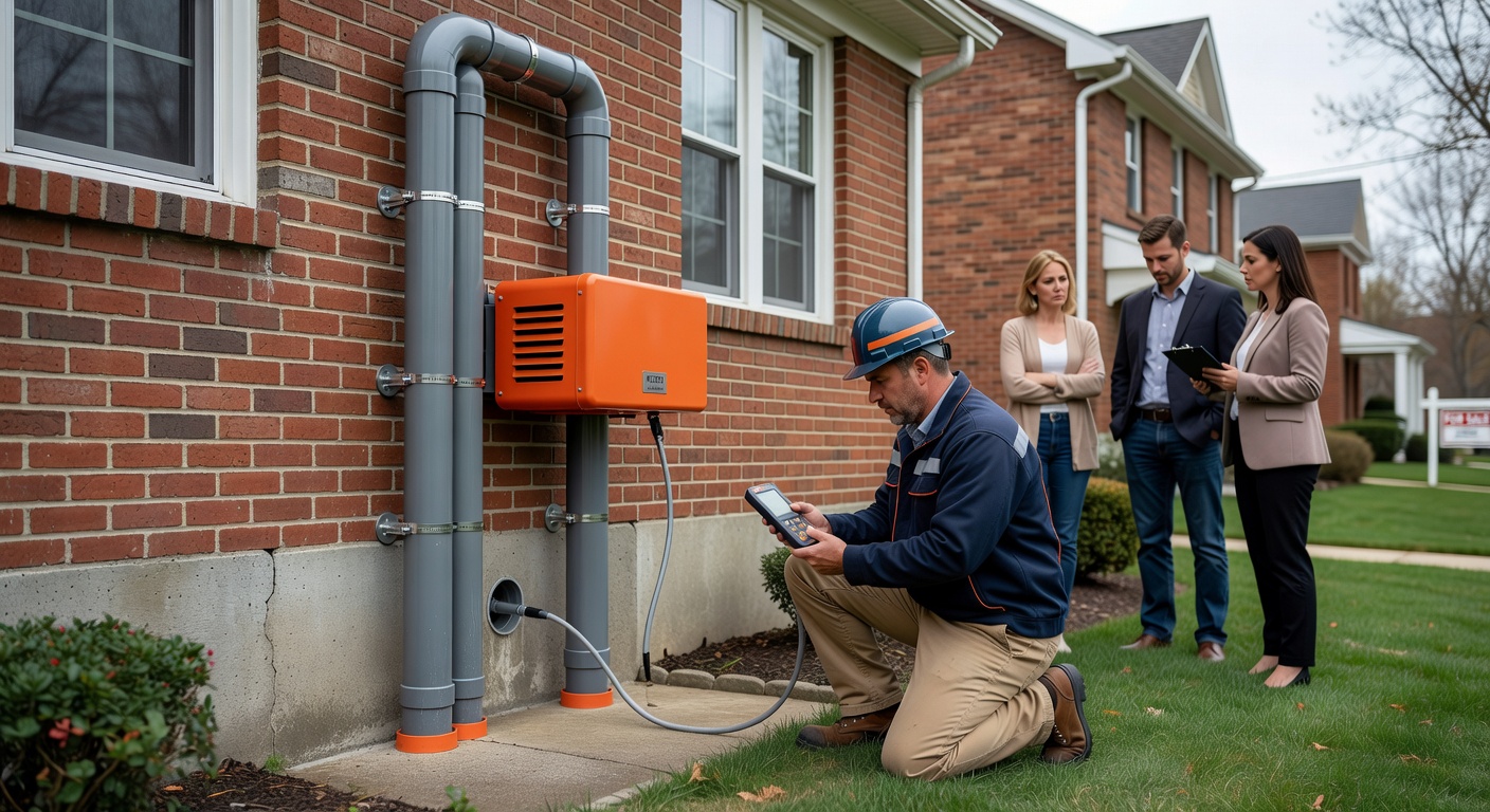 radon mitigation pipe system exterior Ohio home