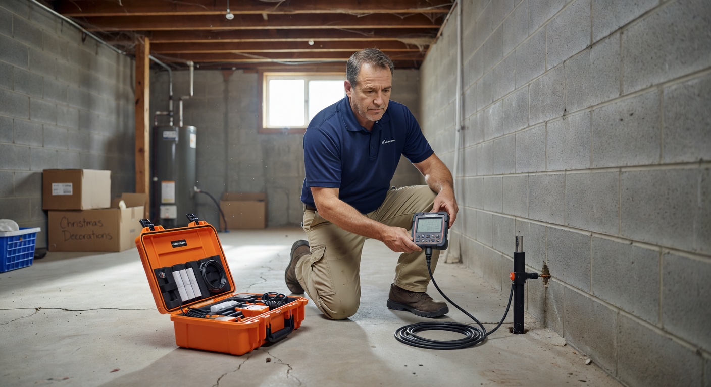 radon technician testing equipment Ohio home