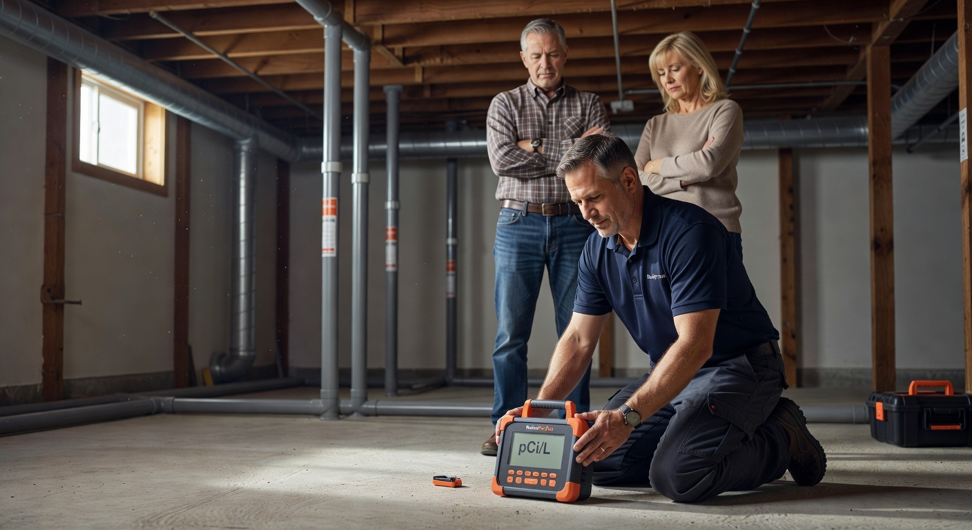 radon test kit pCi measurement basement Ohio home