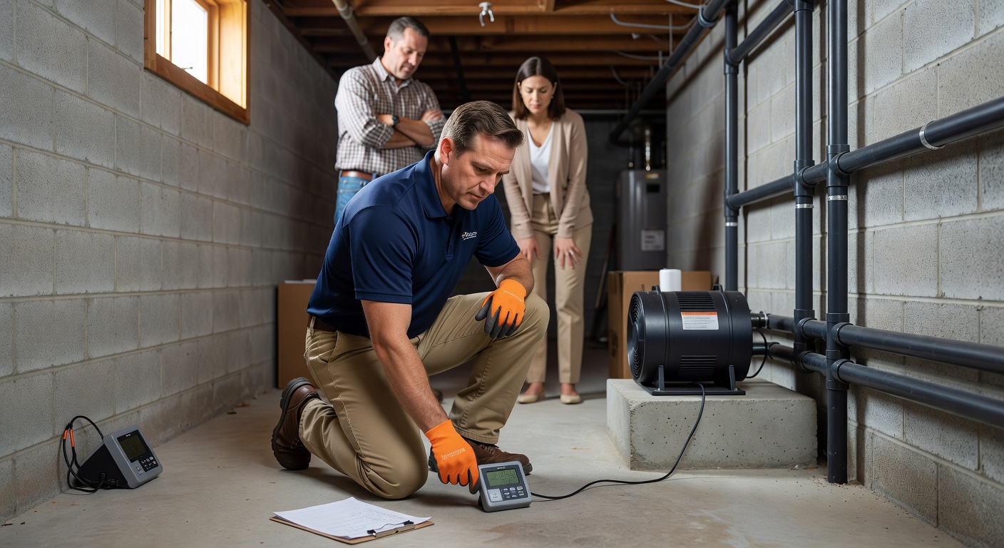 Ohio suburban home basement radon testing professional