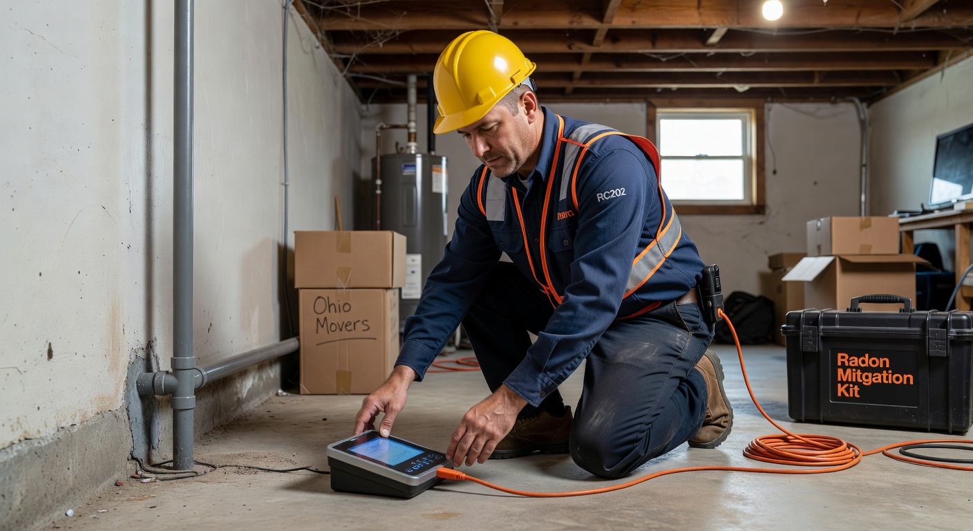 radon technician testing basement ohio