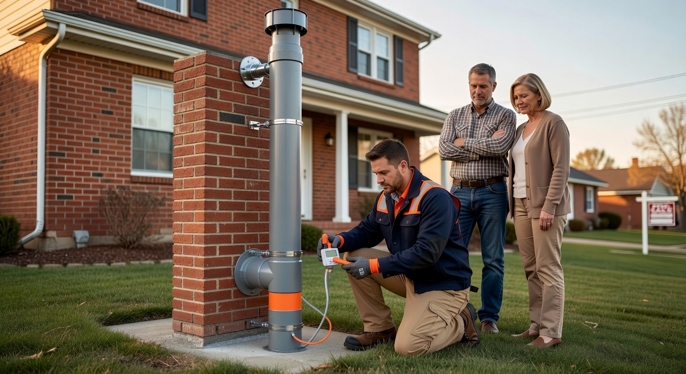 radon mitigation pipe exterior Ohio house