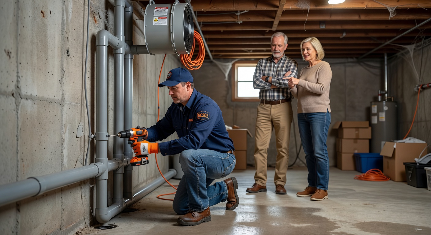 radon mitigation system installation basement Ohio home