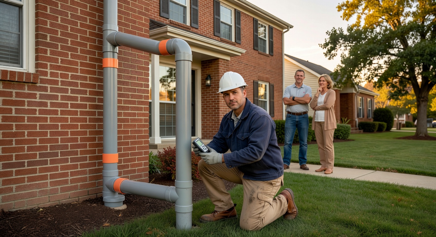radon mitigation pipe system exterior Ohio home