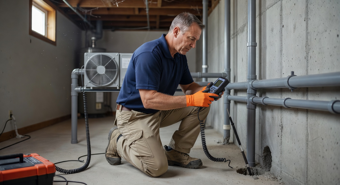 radon mitigation technician testing equipment Ohio home