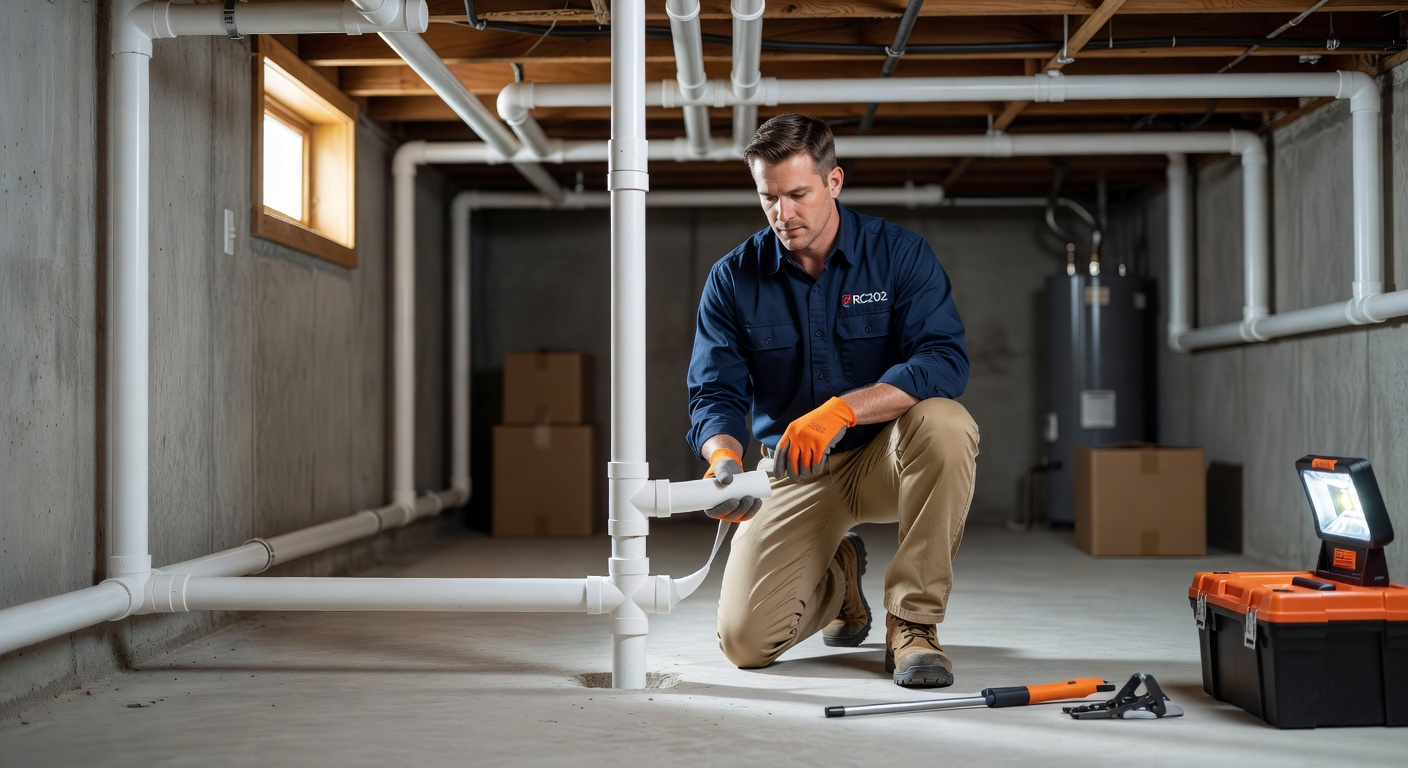radon mitigation PVC pipe system installation residential basement