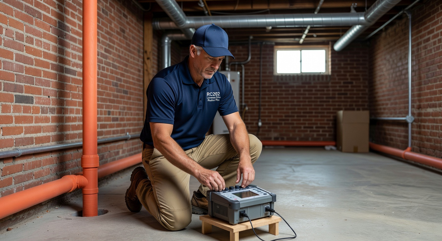 radon testing technician continuous monitor Ohio home