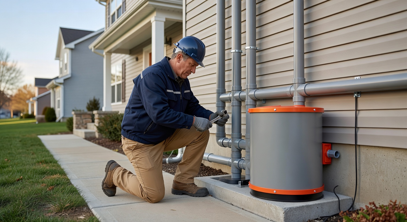 radon mitigation fan PVC pipe exterior installation Ohio