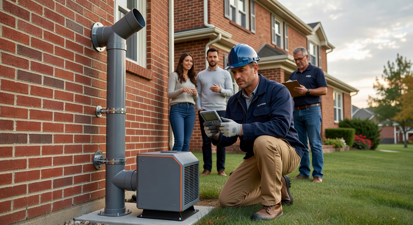 radon mitigation fan pipe exterior installation Ohio home