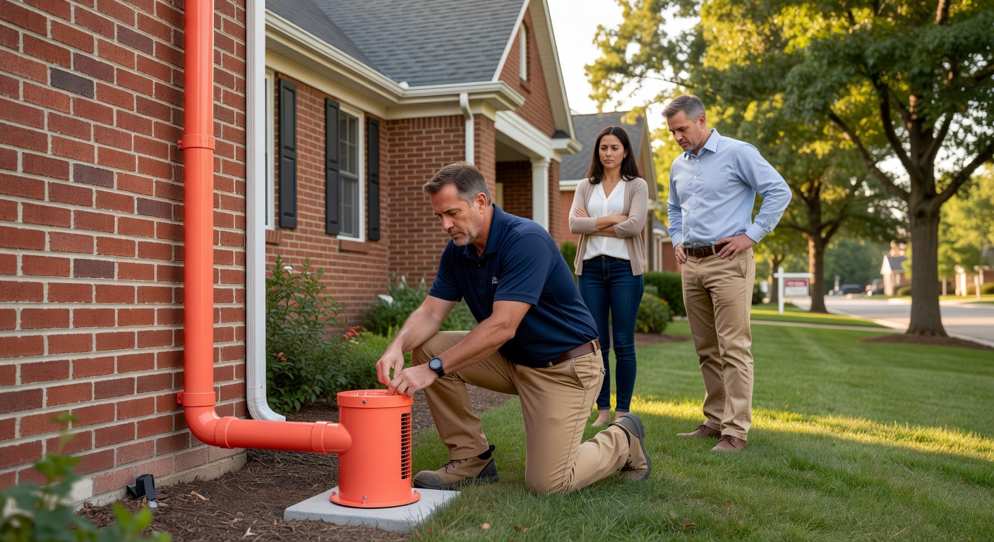 Upper Arlington Ohio home exterior radon mitigation system