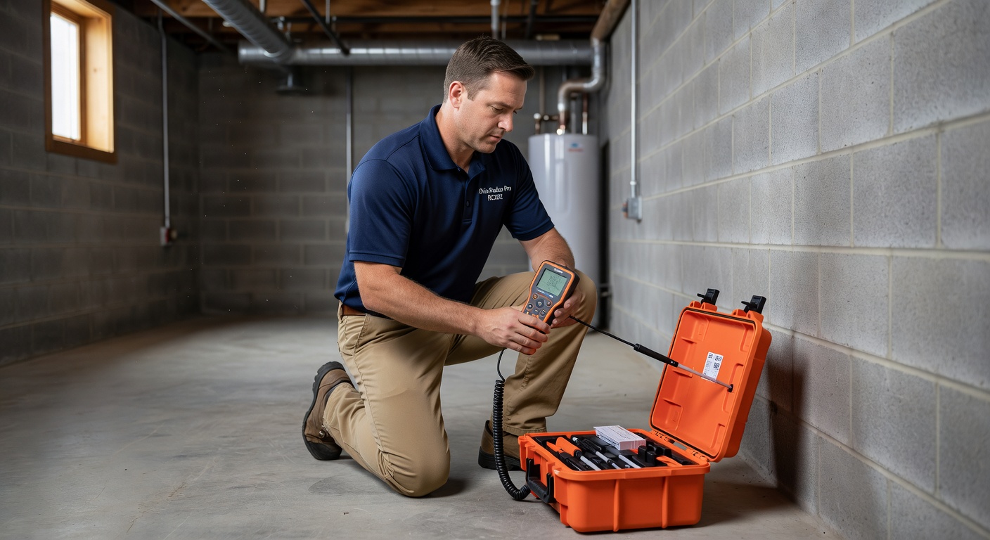 radon technician testing equipment professional Ohio home