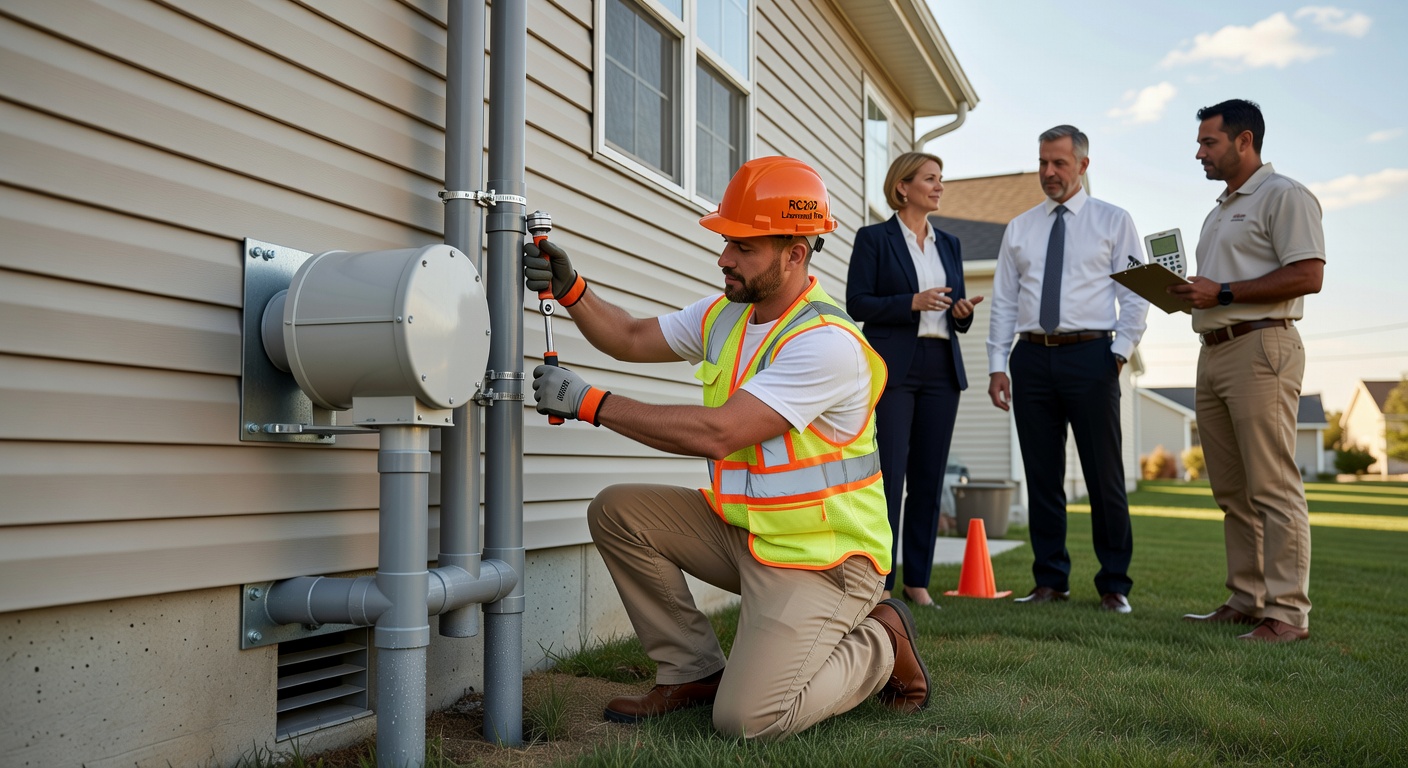 radon mitigation fan PVC pipe exterior installation