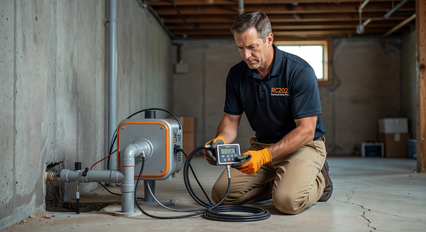 professional radon technician testing equipment