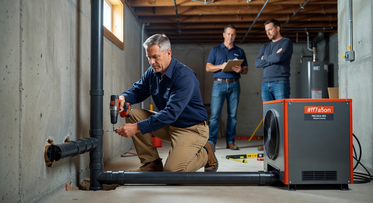 radon mitigation system installation residential basement