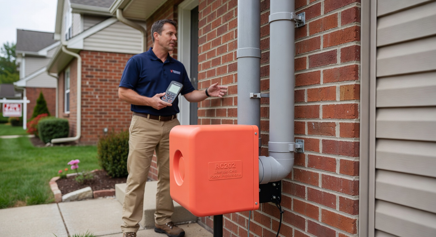 radon fan PVC pipe exterior wall residential