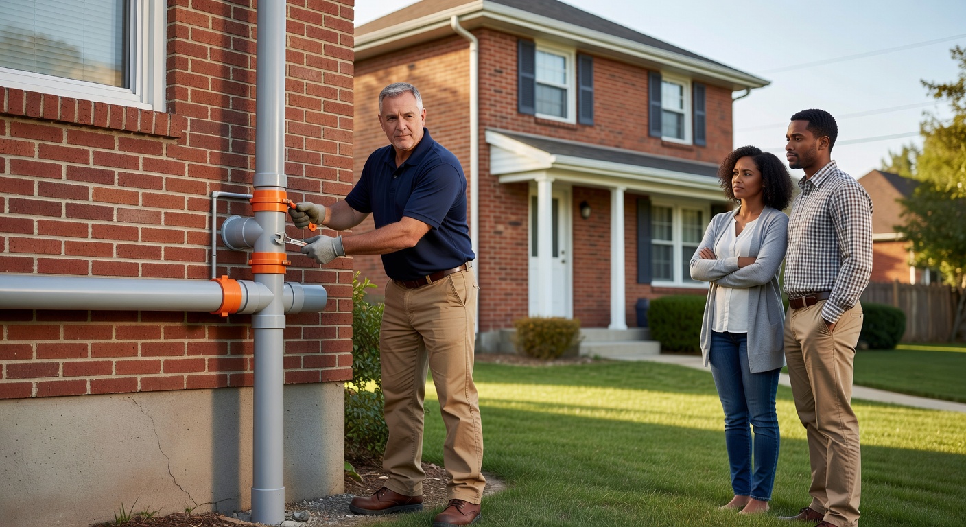 radon mitigation system PVC pipe exterior installation Ohio home
