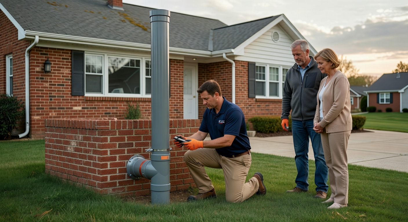 radon mitigation fan exterior pipe residential home Ohio