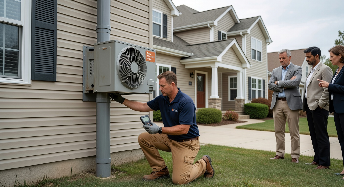 radon fan exhaust pipe exterior house Austintown
