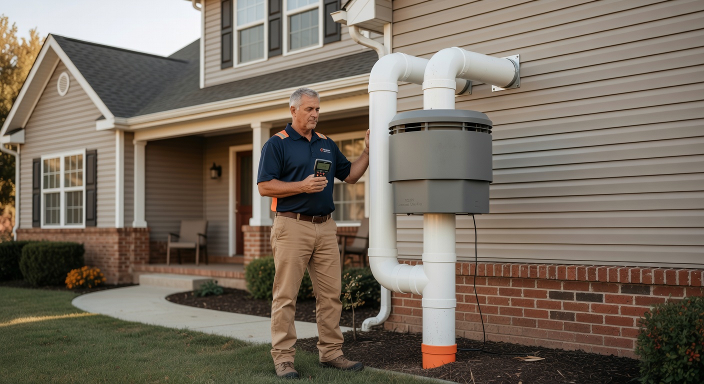 radon mitigation fan pipe exterior residential