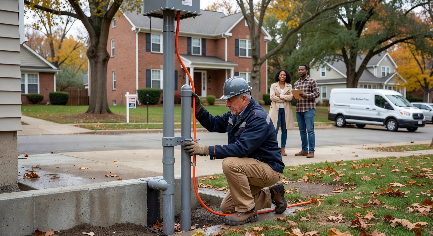 radon fan PVC pipe exterior home Ohio