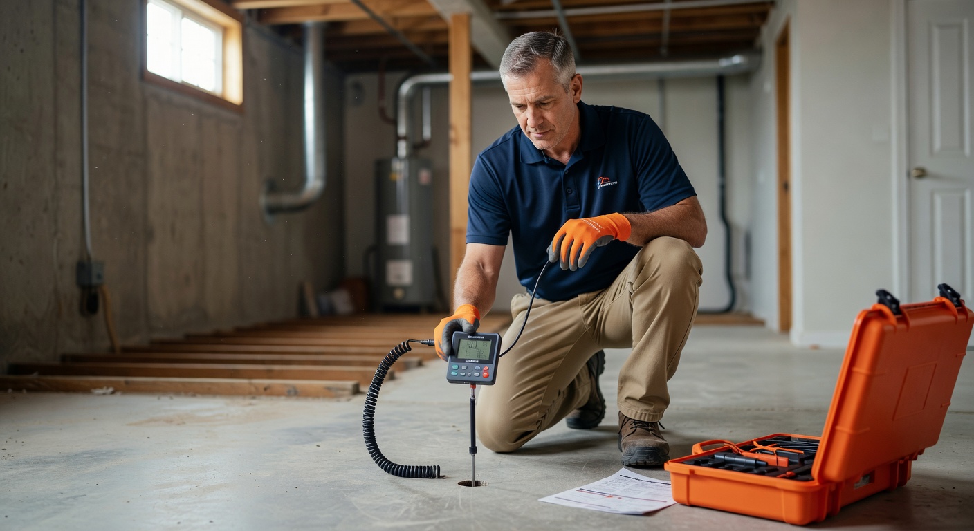 radon technician testing equipment Ohio home