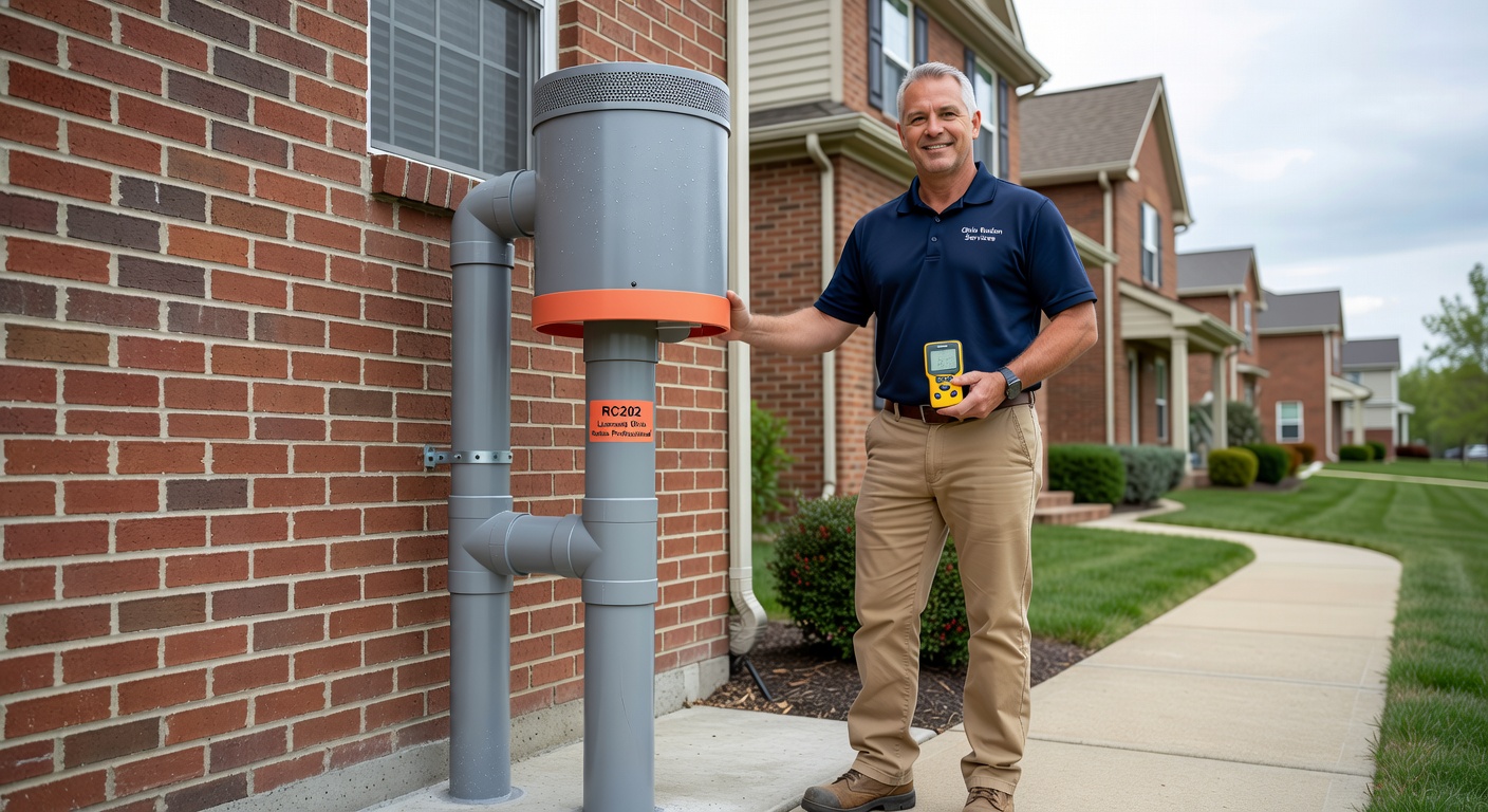radon fan PVC pipe exterior mitigation system Ohio home