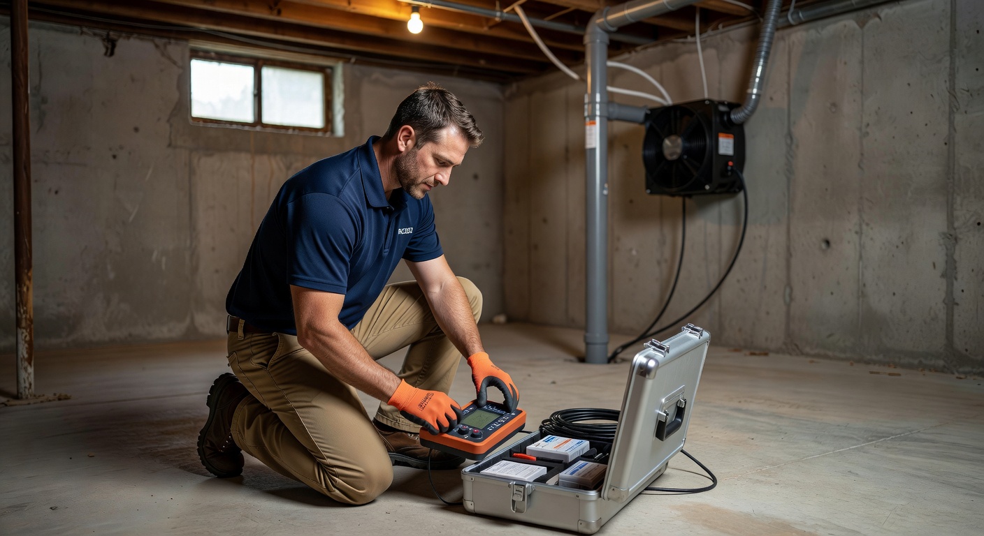 licensed radon technician testing equipment Ohio basement
