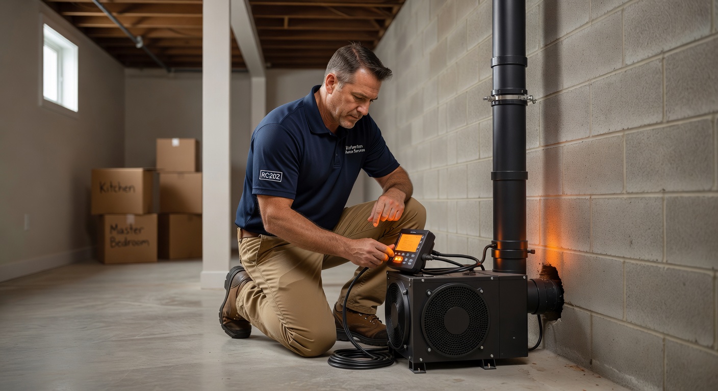 radon technician testing equipment Barberton Ohio home