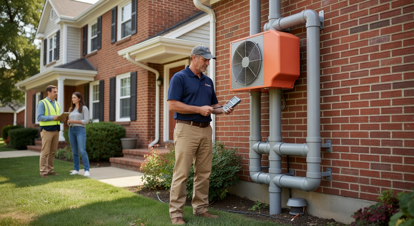 radon mitigation fan PVC pipe exterior house Ohio
